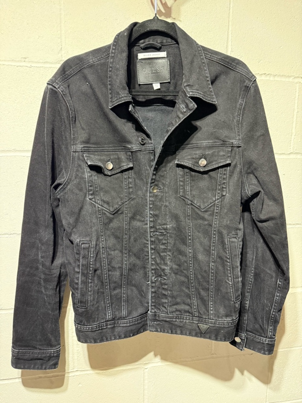 Guess Men's Charcoal Black Denim Jacket